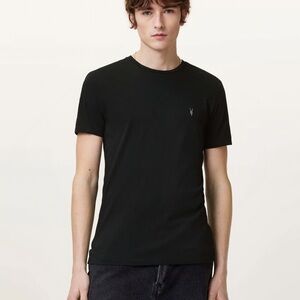 All Saints Black Short Sleeve Tee Cotton Blend Textured BNWT Size L